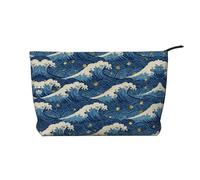 Ukiyo-e Style - Trousse in velluto a coste con cerniera, astuccio per cosmetici, per viaggi, articoli da toeletta e uso quotidiano