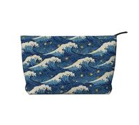 Ukiyo-e Style - Trousse in velluto a coste con cerniera, astuccio per cosmetici, per viaggi, articoli da toeletta e uso quotidiano