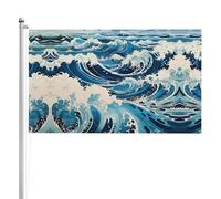 Ukiyo-e Style Waves, bandiera a doppia faccia da 0,9 x 1,5 m, bandiera da giardino in poliestere pesante a triplo strato su entrambi i lati, 0,9 x 1,5 m, bandiera da giardino in poliestere.