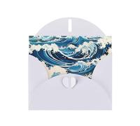 Ukiyo-E Style Waves - Biglietto di auguri orizzontale, con busta bianca a forma di cuore e scritta: vari auguri per le vacanze