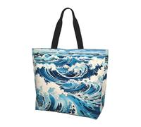 Ukiyo-e style Waves, borsa a tracolla da donna, alla moda, semplice e leggera