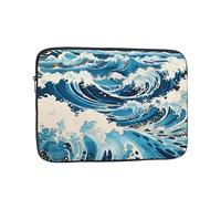 Ukiyo-e Style Waves, borsa per computer portatile, leggera e compatta, adatta per viaggi e università, Nero , 15 inch
