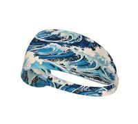 Ukiyo-e Style Waves, fascia elastica per lo sport, ideale per corsa, tennis, yoga e fitness indoor