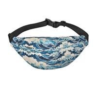 Ukiyo-e Style Waves - Marsupio grande da viaggio, adatto per sport, corsa, ciclismo, viaggi, pesca