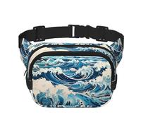 Ukiyo-e Style Waves, marsupio multifunzione con stampa a onde, unisex, alla moda, borsa messenger, borsa da viaggio e sport