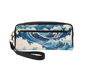 Ukiyo-e Style Waves, piccola trousse per trucchi, astuccio a doppia faccia in pelle PU