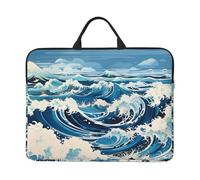 Ukiyo-e Style Waves Prints, custodia per laptop da 14 pollici, impermeabile e antiurto, adatta per ufficio, lavoro, viaggi di lavoro e viaggi quotidiani.