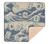 Ukiyo-e Wave Mahjong - Tappetino da gioco per bambini, grande, robusto, imbottito, 1 pezzo, 127 x 127 cm