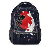 Ukiyo-e Zaino con stampa Koi e fiori di ciliegio, leggero, impermeabile, per studenti e uomini, da viaggio, casual, alla moda, Stile 4, L