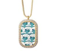 Ukiyoe giapponese classico modello onda collana pendente diamante cristallo gioielli d'oro