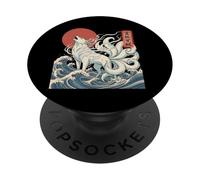 Ukiyoe Kitsune Kaiju Spirit Fox risveglia l'arte giapponese PopSockets PopGrip Adesivo