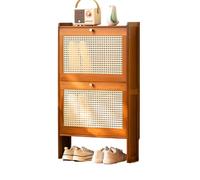 Ukkajovlex 1/3 Livelli Armadio per Scarpe in bambù 17cm 24cm profondità Armadio Scarpiere da Ingresso Scarpiera da Esterno Chiusa Scarpiera Verticale Sottile Scarpiera 2/3 Ante(Tea,50x17x87cm)