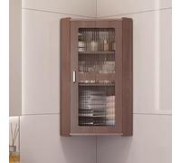 Ukkajovlex Armadietto Bagno, Piccolo mobiletto angolare da Bagno,per Bagno da Parete, Porta in Acrilico Bianco Organizzatore per Articoli di Toilette Cosmetici, Risparmia Spazio(Brown,Large)