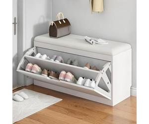 Ukkajovlex Armadio per Scarpe con Sedile 1-3 Livelli Scarpiera 50cm-100cm Larghezza Mobile Ingresso 30cm 24cm 17cm profondità Bassa E Lunga Scarpiera Chiusa Scarpiera Piccola(White,20" Lx9 W/50x24cm)