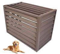 Ukkajovlex Copertura per Condensatore Climatizzatore Mini Split - Recinto Esterno in Alluminio 0.8mm, Pannello Antivento Pioggia con Coperchio, 2 Taglie per Giardino (Brown Louver Roof,110x60x80cm)