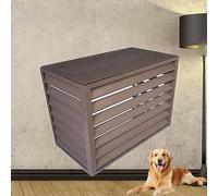 Ukkajovlex Copertura per Condensatore Climatizzatore Mini Split - Recinto Esterno in Alluminio 0.8mm, Pannello Antivento Pioggia con Coperchio, 2 Taglie per Giardino (Brown Flat Roof,100x50x70cm)