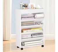 Ukkajovlex Floor Bookshelf Corner Bookshelves for Wall Bookcase with Storage Open Shelf Bookcase with Feet L16.5xW6.6xH31.5 inch Brown, White, Natural Color for Bedroom, Living Room Schools(White)