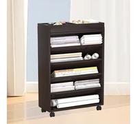 Ukkajovlex Floor Bookshelf Corner Bookshelves for Wall Bookcase with Storage Open Shelf Bookcase with Feet L16.5xW6.6xH31.5 inch Brown, White, Natural Color for Bedroom, Living Room Schools(Brown)