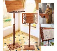 Ukkajovlex Leggio Musicale, Podio Professionale in Legno con Altezza Regolabile E Supporto Musicale Portatile Robusto E Leggero per Direttori D'Orchestra per Tavolo E Pavimento(A1)