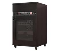 Ukkajovlex Mobile HiFi Supporto HiFi per Amplificatore con Cassetto 12U/16U/20U - Scaffale Media in Legno, Ripiani Regolabili & Ventilazione - Riposizione per Dvd/Console, Home Cinema(Black,20u)