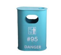Ukkajovlex Oval Trash Can,Oval Metal Trash Can with Lid, 17.7x12.6x7.3in、25.6x19.3x11.4in Retro Gas Can Style, Removable Inner Bucket & Top Tray, for Home Bar Hotel Outdoor Spaces(Blue,45x32x18.5cm)