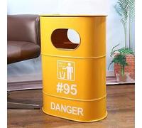 Ukkajovlex Oval Trash Can,Oval Metal Trash Can with Lid, 17.7x12.6x7.3in、25.6x19.3x11.4in Retro Gas Can Style, Removable Inner Bucket & Top Tray, for Home Bar Hotel Outdoor Spaces(Yellow,65x49x29cm)