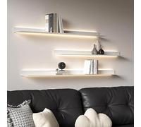 Ukkajovlex Scaffali Galleggianti Montati A Parete,Mensole A Scomparsa Illuminate A LED, Mensole A Muro in Metallo con Luci LED Integrate,Parete Attrezzata Soggiorno Portaoggetti(White,120cm/47.2")