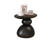 Ukkajovlex Tavolino da caffè Tavolo Basso,Tavolo Decorativo Moderno Ispirato alla Pietra, 43cm 50cm Tavolo Laterale Minimalista in Resina, Decorazione Casa per Salotto Camera(Black,16.9in/43cm)