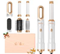 UKLISS 6 in 1 Airstyler & Asciugacapelli Set con Arricciacapelli Automatico, Thermal Brush, Spazzola Lisciante Capelli, Hair Dryer, Spazzola ad Aria Calda, Regali Set per Donne Styling - Bianco