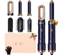 UKLISS 6 in 1 Airstyler & Asciugacapelli Set con Arricciacapelli Automatico, Thermal Brush, Spazzola Lisciante Capelli, Hair Dryer, Spazzola ad Aria Calda, Regali Set per Donne Styling - Blu