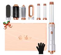 UKLISS 6 in 1 Airstyler, Spazzola Asciugacapelli con Airflow Arricciacapelli Automatico, Hair Dryer, Thermal Brush, Spazzola Lisciante, Spazzola ad Aria Calda, Regali Set per Donne Styling (Bianco)