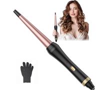 UKLISS Ferro arricciacapelli [conico 13-25 mm], arricciacapelli da viaggio per capelli corti e di media lunghezza, con guanto termico, riccioli naturali, arricciatura a spirale e onde da spiaggia