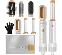 UKLISS Hair Styler 6 in 1, Phon Spazzola Asciugacapelli con Piastra Capelli, Arricciacapelli Automatico, Hair Dryer, Thermal Brush, Spazzola Aria Calda per Donne Ricci, Lisci, Voluminosi - Bianco