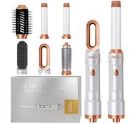UKLISS Hair Styler 6 in 1, Phon Spazzola Asciugacapelli con Piastra Capelli, Arricciacapelli Automatico, Hair Dryer, Thermal Brush, Spazzola Aria Calda per Donne Ricci, Lisci, Voluminosi - Bianco