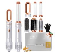 UKLISS Spazzola ad Aria Calda, Hair Styler 6 in 1 Set con Asciugacapelli Ionico, Arricciacapelli Automatico, Hair Dryer, Thermal Brush, Hair Straightener, Set Regalo per Donne Ricci, Lisci - Bianco