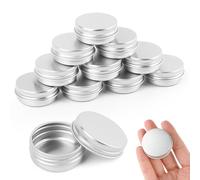 UKOFEW 10 Pezzi Vasetti Alluminio,15 ML Barattoli Metallo,Barattoli di Alluminio,Vasetto Vuoto Contenitori,Argento Lattina per Crema Campione Cosmetici Balsamo Labbra