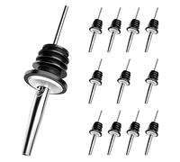 UKOFEW 12 Pezzi Versatori In Acciaio Inox, Bottiglia Versatore Tappo, Versatori per Bottiglie, Riutilizzabili, per Bottiglie, Cocktail, Vino, Grappe, Feste e Bar (Nero)