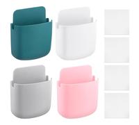 UKOFEW 4 Pezzi Porta Telecomandi da Parete,4 colori Supporto per Rack di Ricarica per Telefono,Organizer Parete Adesiva,per Telecomando, Matita, Telefono Cellulare