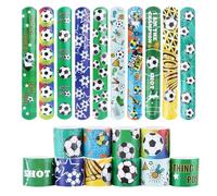 UKOFEW Bracciali e Braccialetti Slap per Bambini - Gadget Compleanno, Regalo e Regalini Fine Festa - Bracciali a Scatto (Calcio-20 Pezzi)