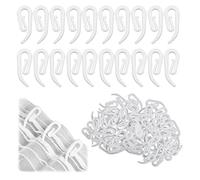 UKOFEW Gancetti Tende,100 Pezzi Ganci per Tende,28 X12 mm Gancio Tenda Rinforzato in Plastica per Tende da Doccia, Tende per Finestre e Tende per Porte(Bianco)