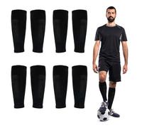 Ukontagood 4 paia di manicotti per calze da calcio, per parastinchi per accompagnare calzini da calcio, calzini da calcio per giovani adulti (nero)