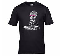 UKPrintwear DJ Baby Groot Mixing Deck + occhiali da sole T Shirt Nero M