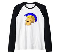 Ukraine Flag Color Mohawk Skull Supporter National Team Maglia con Maniche Raglan