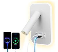 uksunvi LED Lampada da Lettura USB Tipo-C Due Interruttore di Bocca di Carica Regolabile 12W LED Spotlight 3000K Lampada Da Parete In Alluminio Lampada Da Letto Rotabile (Rettangolare bianco)