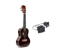 Ukulele 24 26 pollici tutto ebano mini concerto elettrico tenore chitarra acustica alta luce 4 corde pickup Ukelele viaggio Ukalele