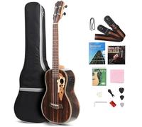 Ukulele 26 Pollici All Blackwood Acoustic Electirc Ukulele Kit Con Truss Rod Con EQ Con Tracolla Per Custodia Morbida Ukulele 26"(Left Hand)