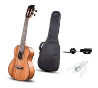 Ukulele acustico elettrico a forma di scatola in legno di acacia di mogano impiallacciato, per principianti (58,4 cm)