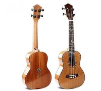 ukulele adulti Ukulele In Cedro Massiccio Da 24 Pollici Con Fondo In Mogano Con Intarsio In Conchiglia Colorata E Pickup