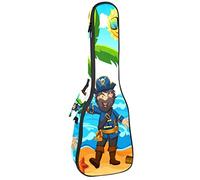 Ukulele Bag A Pirate And Happy Girl At Island Pattern Ukulele Custodia per Soprano Tenore Concert 23 Pollici 10 MM Spessore Morbido Imbottito Cinghie Regolabile Gig Bag