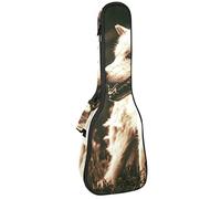 Ukulele Bag Alpha Wolf Pattern Ukulele Custodia per Soprano Tenore Concert 23 Pollici 10 MM Spessore Morbido Imbottito Cinghie Regolabile Gig Bag